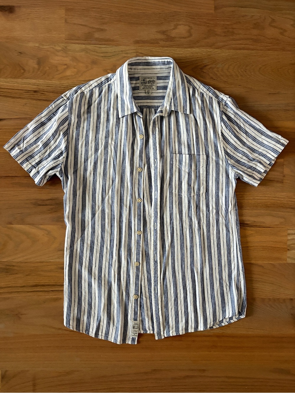 Lucky Brand Blue & White Striped Short-Sleeve Button-Down Shirt
